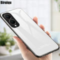 Biruiqu For VIVO Y28 Shockproof Tempered Glass Back Soft Silicone Edge Black Case Cover Casing. 