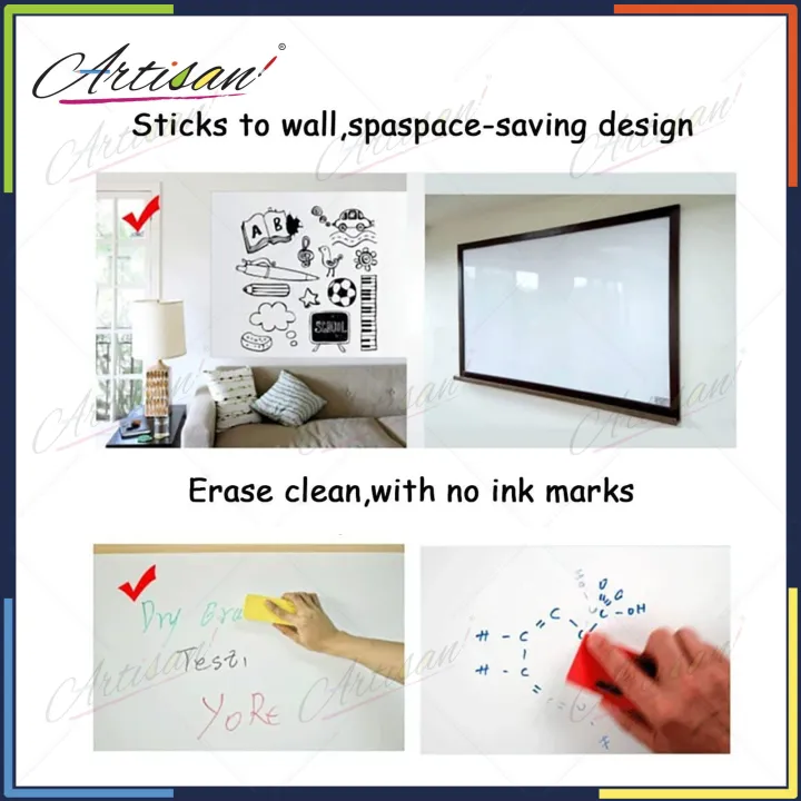 Artisan%20-%20Dry%20Erase%20Whiteboard%20Sticker%20Vinyl%20Sticker,%20Self-adhesive%20&%20reusable%20White%20Board%20Peel%20Stick%20for%20School,Office,Home,Kids%20Drawing%20with%202%20erasable%20markers%20(size%205ft%20x%202%20ft)%20-%20Image%205