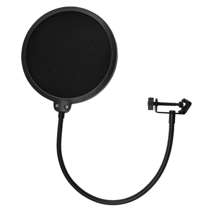 Microphone Pop Filter Shield Dual Layers Wind Proof Screen Flexible 360° Gooseneck Clip Stabilizing Arm for Recording Broadcasting Streaming