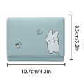 Chic Cartoon-Themed Tri-Fold PU Leather Wallet for Women - Casual Animal Print Credit Card Holder. 