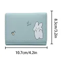 PU Leather Cartoon-Themed Tri-Fold Wallet for Women - Casual Animal Print Card Holder Style. 