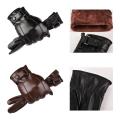Gloves Men Winter PU Leather Gloves Button Warm Mittens Luxurious PU Leather Driving Men's Gloves. 
