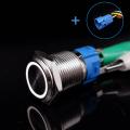 16mm Metal Push Button Switch Ring LED Light 12V Momentary Latching Type Start Stop Power Button NO NC Red Blue 24V 36V 48V 110V 220V Self-lock Self-reset. 