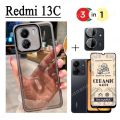 Redmi 13C Shockproof Phone Case For Redmi Note 12 Pro 5G 4G 10C Anti Collision Camera Equipped with Lens Glass Protective Casing Cover 3 in 1 Full Ceramic Cover Screen Protector. 