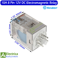 finder 8 Pin 10A Coil 12V DC Rail-Mount Electromagnetic Power Coil Relay 10A DC 8 Pins relay by Electrica. 