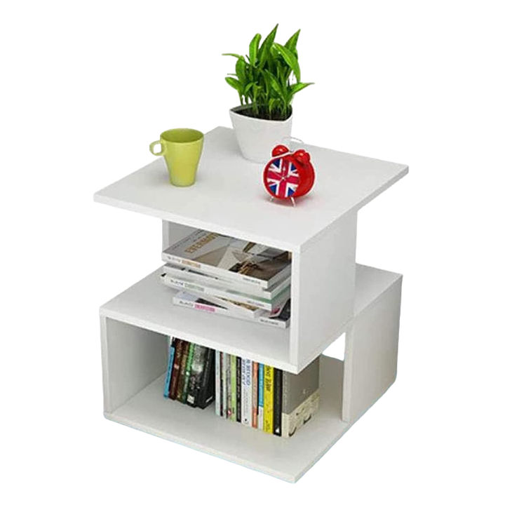 Creative sofa side table bedside table modern end side coffee table with storage shelf living room bedroom furniture in Ready To Assemble Form