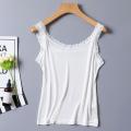 Summer Lace Trim Cotton Camisole Tank Top - Soft, Stretchy, Free Size. 