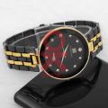 IIk collection round formal dial analogue Quartz movement long battery life black and gold male and female wrist watch. 