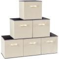 Pack of 5 Foldable Fabric Storage Box & Square Baskit Bins Cloth Organizer Cubes Organizer with Handles Jwellary And Makeup Storage Box with Dual Handles. 