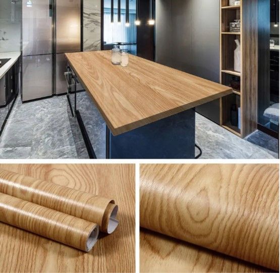Wood Plank Wallpaper, Self Adhesive, Brown Peel and Stick Wall Paper, Removable, Home Decor, Vinyl Wall Covering Film, Table top , Kitchen Decor AC and Fridge docore an