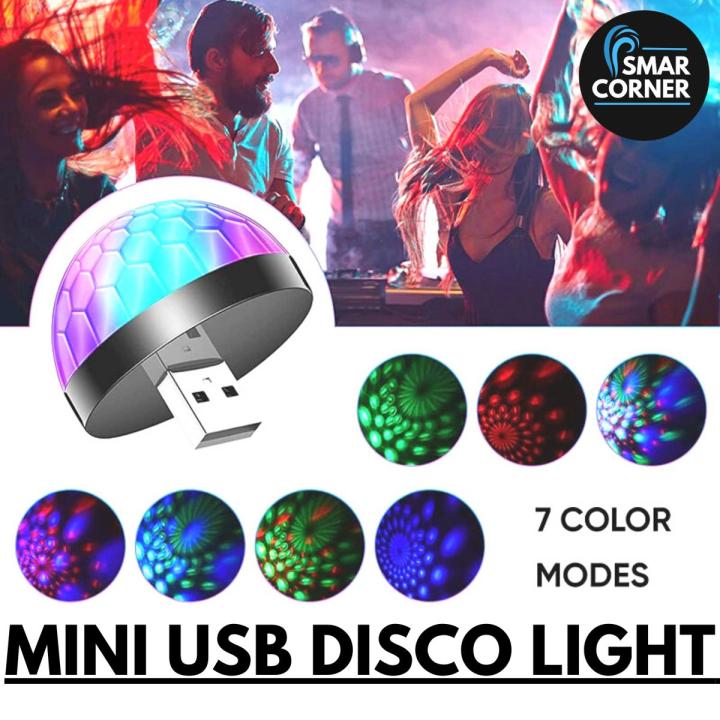 SMAR CORNER Portable Mini USB Disco Light Rotating with Voice Sensor | Magic Ball RGB LED Light Lamp | Home Party Stage Light | Universal for Laptops, Power banks, Mobile Chargers & Other USB supported ports