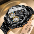 Double Tourbillon Watch Men'S Non-Fully Automatic Machine Hollow Mechanical Watch Multi-Functional Fashion Luminous Waterproof Watch. 