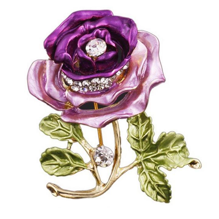 Nebula Supreme Rose Flower Lapel Pin Sparkling Women Coat Scarf Clothes Pin