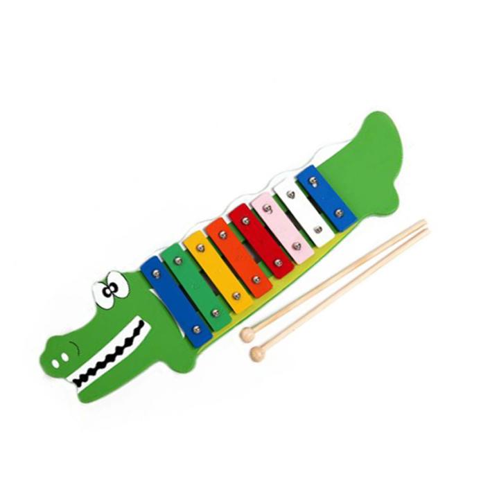 wooden crocodile xylophone for kids l Gold Key Colorful 8 Scale Crocodile Knock Piano Baby Kids Toddler Wooden Educational Learning Music Toys