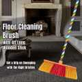 Floor Cleaning Brush With 4ft Long Wooden Strong Rod, Floor Sweeper Cleaning Tool for Indoor Outdoor. 
