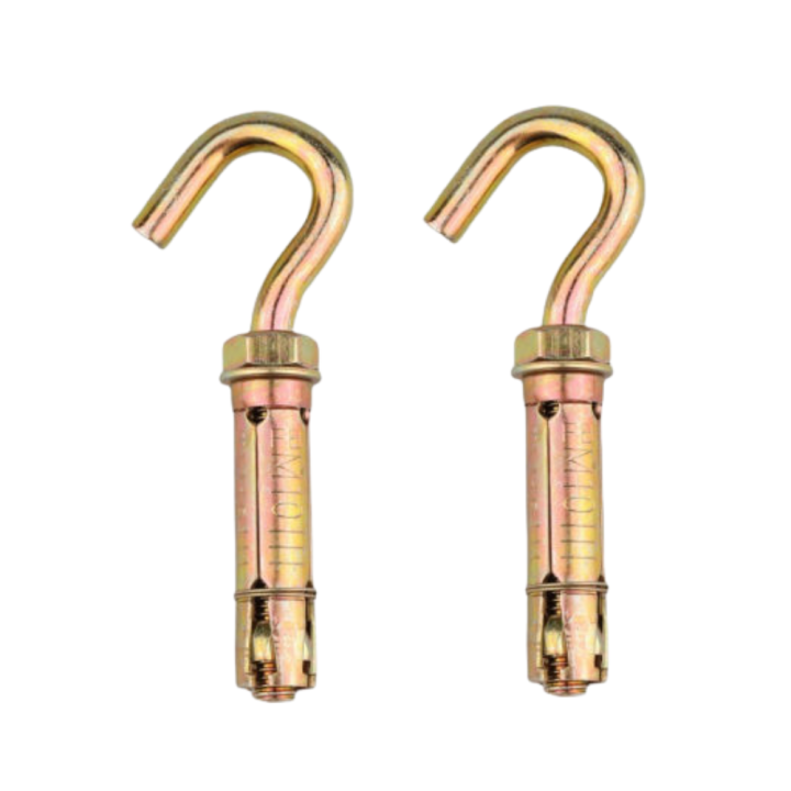 2Pcs High Quality Hook with Rawl Bolt - Hook for Ceiling Cradle Fan, Laundry Rope, Screw Fastener Tough Metal Wall Anchor Nut Bolt - Wall Anchor Screw Fasteners Nut Bolt - Fastening Rope Hook Anchor Ceiling Wall Metal Screw Fastener with Nut Bolt