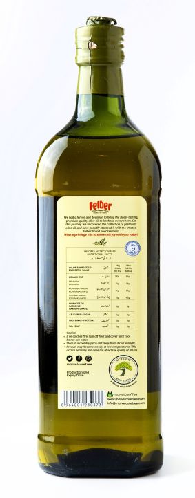 Felber Felber Extra Virgin Olive Oil 1 Ltr. Glass Bottle - Made in SPAIN ...
