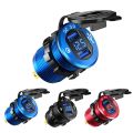 Quick Charge 3.0 Dual USB Charger Socket Aluminum Power Outlet Fast Charge with LED Voltmeter for 12V 24V Car Boat Marine ATV RV（Blue). 
