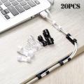 Makkah shops 20pcs/lot Wire Fixing Clamp Clip Desktop Wire Clear Up Clips Holder Clamps Cable Clip Device USB Cord Clips Holder Organiser. 