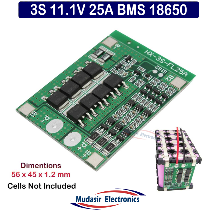 3S 12V 25A BMS Module With Balance Feature 12v Battery Management System For 18650 Battery Cell  3 Serial 12V 3.7 Lipo Li-ion Charging Protection Module