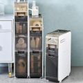 Narrow Slot Storage Cabinet, Toilet Slot Rack, Bathroom Drawer Organizer, Ultra Narrow Lockers, Kitchen Organization (White). 