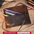 Retro Leather Roll Pencil Cases Leather Pen Bag Pouch Texture Student Adult Pencil Bags Office High School Supplies Stationery. 