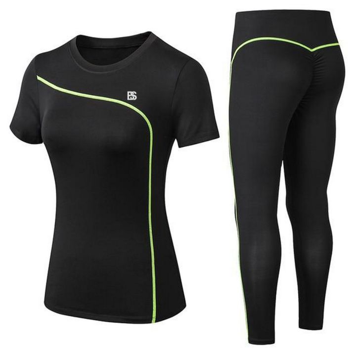 Women%20Gym%20Sets%202%20piece%20Yoga%20Set%20Gym%20Clothes%20Tennis%20Yoga%20Shirt%20+%20Seamless%20Leggings%20Workout%20Sports%20Suit%20Active%20Wear%20-%20Image%202