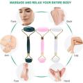 Jade Roller and Gua Sha Set 100% Green Stone Natural Facial Massager Scraper Neck Body Relaxation Slimming Gua Sha Board Beauty Thin Lift Skin Care. 