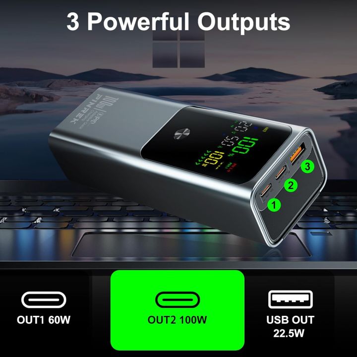 PINREK%20Power%20Bank%2020000mAh,%20PD%20100W%20Fast%20Charging%20Power%20Bank%20Portable%20with%202%20USB-C%20and%201%20USB-A%20Port,%20Battery%20Pack%20Compatible%20for%20M0acbook%20Laptop,%20Galaxy%20S25/S24/S23%20Series,%20I%20phone%2016/15/14/13%20Series%20-%20Image%203