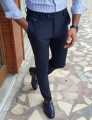 Navy Blue and black Dress Pant for Men & Boys | Office wear & Formal wear pants | Plain Blue Pant Black. 