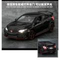 Die Cast Diecast car 1/32 Alloy Car Honda Civic Type R Model Toy Pull Back with Light Sound. 