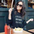 Fries Before Guys Printed Cotton Fleece Sweat Pull Over For Woman. 