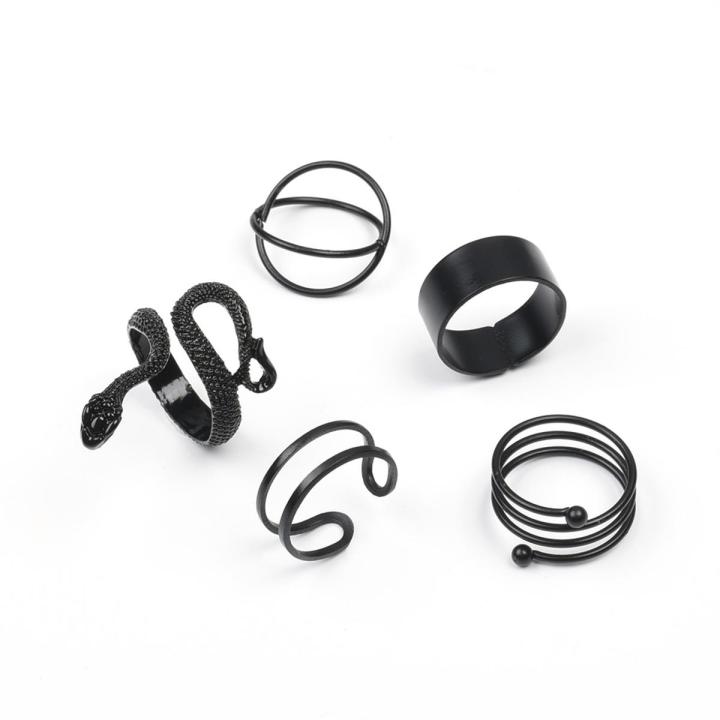 5Pcs/Set Snake Cross Spiral Ring Set -Popular Personality Women Jewelry ...