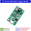Mist Maker Atomizing Fogger Ceramic Disc | 5V 2W Nebulizer Plate 110kHz, 5µm 740 Holes | Humidifier & Aroma Diffuser Replacement Module, Green PCB, 8cm Wire by Electrica. 