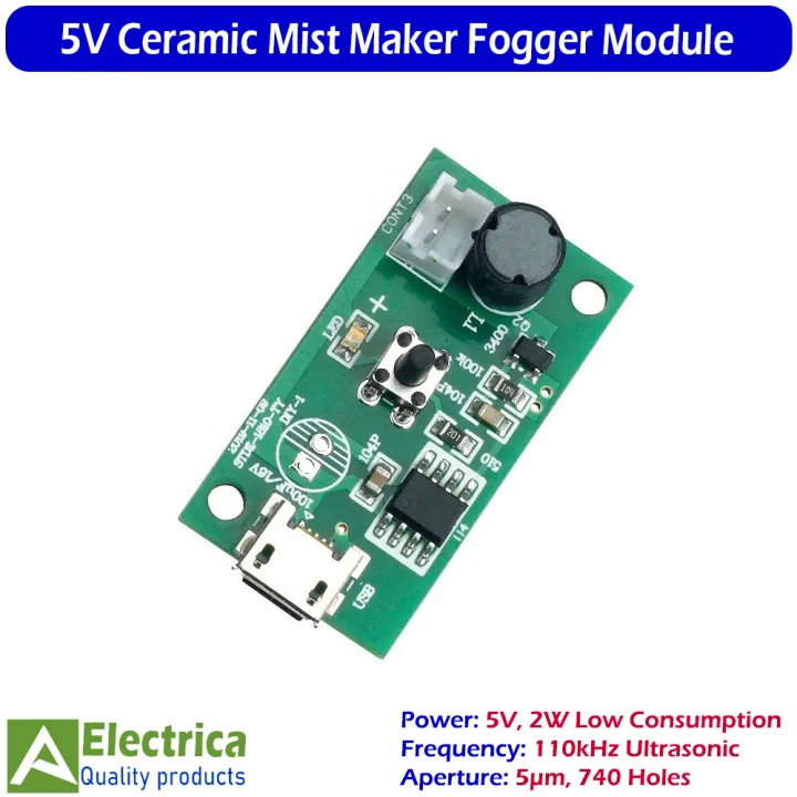 Mist%20Maker%20Atomizing%20Fogger%20Ceramic%20Disc%20%7C%205V%202W%20Nebulizer%20Plate%20110kHz,%205%C2%B5m%20740%20Holes%20%7C%20Humidifier%20&%20Aroma%20Diffuser%20Replacement%20Module,%20Green%20PCB,%208cm%20Wire%20by%20Electrica%20-%20Image%206
