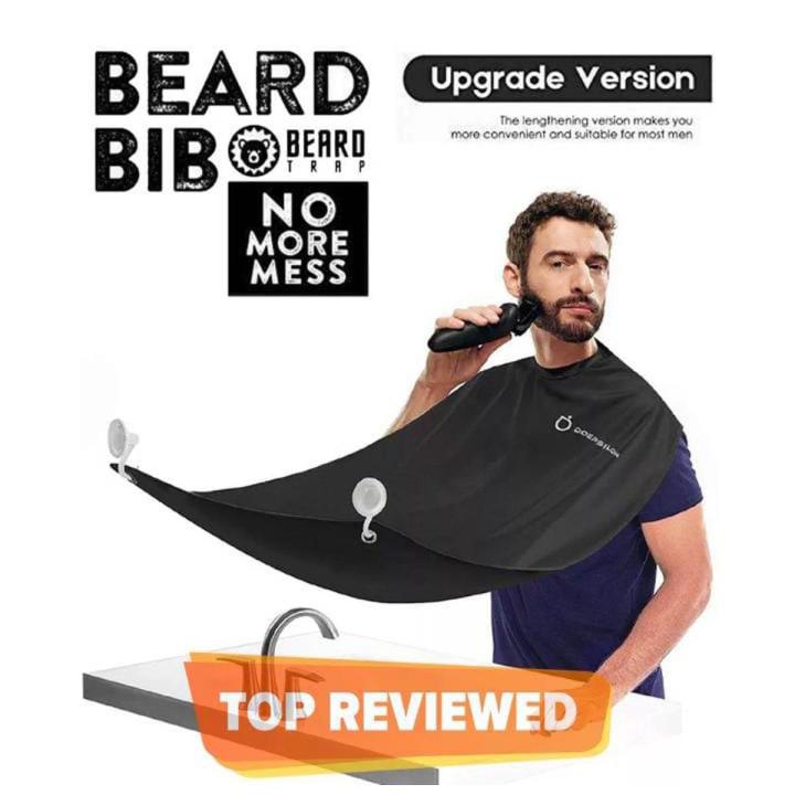 Beard Catcher Waterproof Shaving Apron for beard Trimmer - Beard Trimming Bib for Men Shaving & Hair Catcher, Non-Stick Hair Catcher Grooming Cloth with free 2 Suction Cups for Mirror