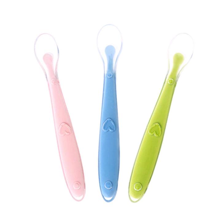Baby Silicone Soft Spoon Training Feeding Spoons For Children Kids Infants Temperature Sensing Little Baby Silicone Tableware