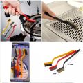 3Pcs Wire Brush Set, Nylon/Brass/Stainless Steel Brush with Curved Handle Grip, Cleaning Brush, Polishing Brush. 