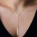 NK547 Punk Women Jewelry Minimalist Tiny Dainty Collier Unique Round Circle Bar Pendant Short Clavicle Necklace For Girl Chain. 