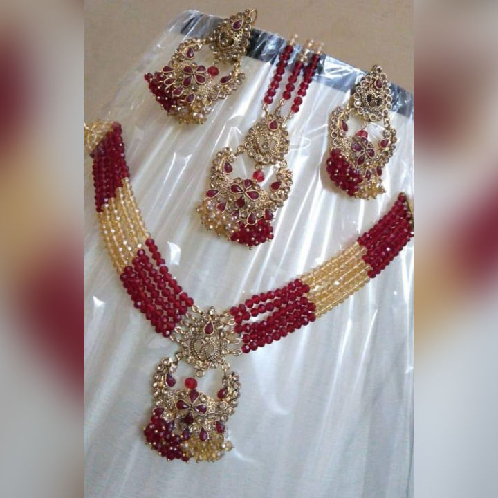 Red and copper bridal jewellery set