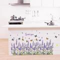 Beautiful Flower Lavender Butterfly Baseboard Decorative Home Wall Sticker Decal. 