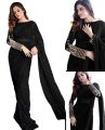 Women Stitched Embroidered Pearl Chiffon Saree With Blouse & Petticoat. 