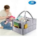 Baby Diaper Caddy Organizer, Foldable Felt Storage Bag with Multi Pockets and Flexible Compartments, Portable Car Travel Organizer for Changing Nappy, Wipes, Newborn Shower Gift. 
