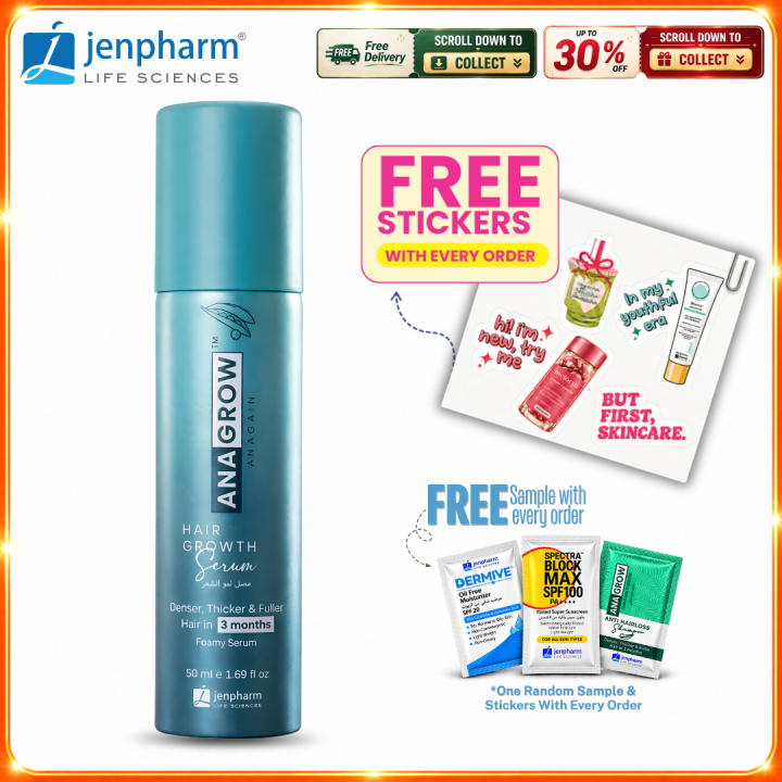 Jenpharm - Anagrow Hair Growth Foamy Serum 50ml | Restores Hair | Anti Hair fall