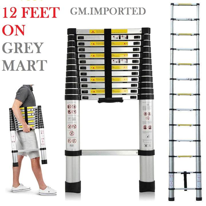 Mult-Purpose Extendable Ladder Alminium Telescopic Ladder 2.9 Meter (10 Feet) 10 steps LoFeet Ladder Telescopic Ladder