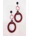 Hexagon Loop Earings (Red). 