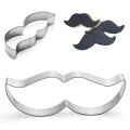 Stainless Steel Mustache Fondant and Cookie Cutter 2Pcs Set Perfect for Precision Cutting and Shaping. 