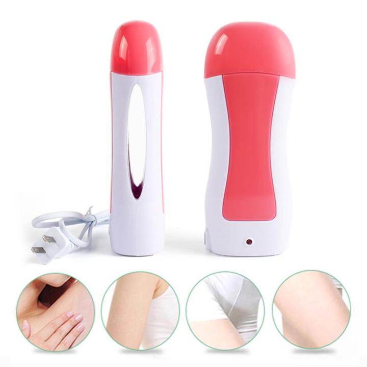 Waxing kits Pink Roll-on Refillable Depilatory Wax Heater Waxing Hair Removal Tools Portable Machine 5 in 1 Kits with 3 hard Wax bar