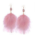 【Beiver Jewelry Store】HOCOLE Bohemia Fluffy Feather Tassel Earrings For Women Black White Long Fur Drop Earrings Wedding Statement Brinco. 