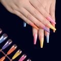 24pcs/bag Long Coffin Nails Rainbow Ballerina Full Cover Nail Art Tips Beauty Artificial False Nails Manicure Charms. 
